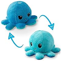 TeeTurtle - The Original Reversible Octopus Plushie - Light + Dark Blue - Cute Sensory Fidget Stuffed Animals That Show Your Mood