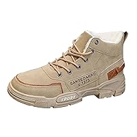 Men's Plain Toe Zip Boot Fashion Bicycle Toe Boot Hiking Boots for Men Casual Boots Mens Water-Resistant Boots (vo3-Khaki, 9.5)