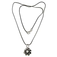 NOVICA Artisan Handmade Cultured Freshwater Pearl Pendant Necklace .925 Sterling Silver White Indonesia Floral Birthstone 'Sacred White Lotus'