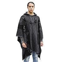 Thick Alpaca Blend Alpaca Wool Poncho For Women Men Cloak Cape Unisex Nazca Lines Design