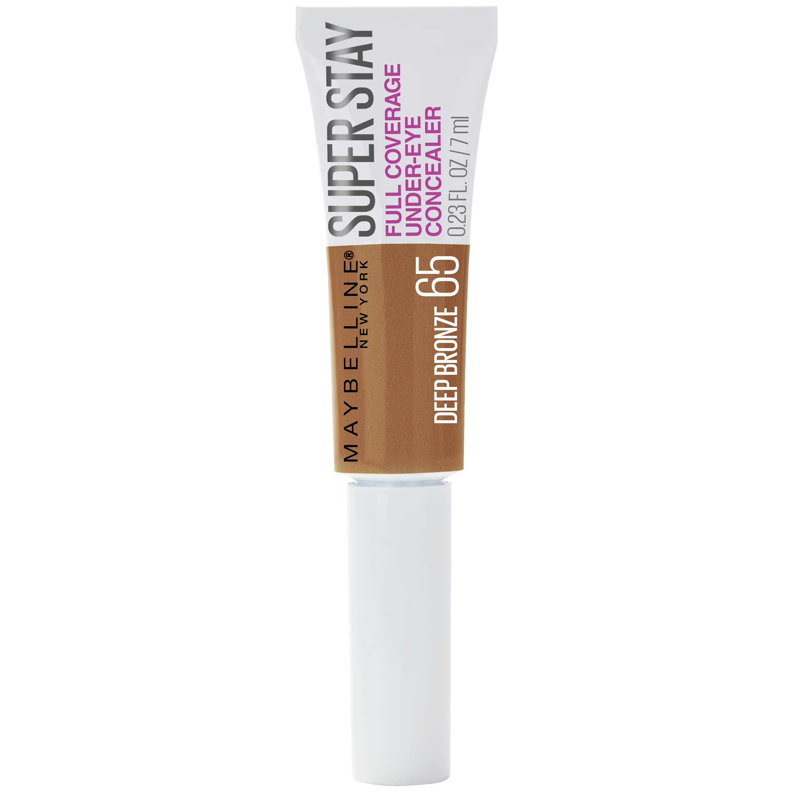 Maybelline New York Super Stay Super Stay Full Coverage, Brightening, Long Lasting, Under-eye Concealer Liquid Makeup For Up To 24H Wear, With Paddle Applicator, Deep Bronze, 0.23 fl. oz., 65 Deep Bronze