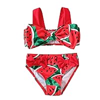 Warm Swimming Suit for Girls Toddler Summer Girls Fruit Watermelon Print Holiday Red Two Piece Swimsuit Size 12