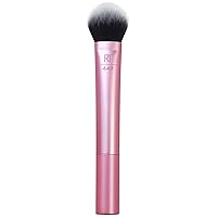 Real Techniques Tapered Cheek Makeup Brush, For Blush, Highlighter, Loose, Or Pressed Powder, Soft, Synthetic Bristles, Precise Makeup Application, Aluminum Handle, Cruelty Free, 1 Count