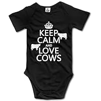 Keep Calm and Love Cows Crown Humor Words Cute Cotton Baby Onesie Newborn Clothes Black