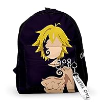 The Seven Deadly Sins Anime 3D Printing Backpack Rucksack Daypack Casual Bag with Keychain Style / 9