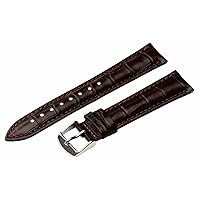 Clockwork Synergy - 2 Piece Ss Leather Classic Croco Grain Interchangeable Replacement Watch Band Strap 16mm - Solid Brown - Men Women