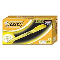 BIC Brite Liner Highlighters, Chisel Tip, 24-Count Pack of Yellow Highlighters, Ideal Highlighter Set for Organizing and Coloring
