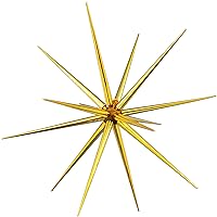 Shiny Gold Starburst Christmas Ornaments, 1pc Hanging Star and Holiday Tabletop Decorations - 8in Diameter Star