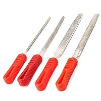 4Pcs 8 Inch Diamond Files Set, Half Round/Flat/Round/Triangle Style Assorted Coated Large Diamond Hand File Sharpening Tools, for Grinding Metal Ceramic Glass Stone Jewelry Jade Steel