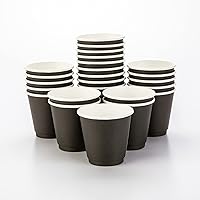 Restaurantware 8 Ounce Disposable Coffee Cups 500 Rippled Wall Hot Cups For Coffee - Lids Sold Separately Double Wall Black Paper Insulated Coffee Cups For Coffee Hot Chocolate Tea And More