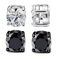 Stainless Steel Magnetic No Piercing Fake Gauges Earring Studs,for Non Pierced Ears,Black,Silver,Colorful,Hypoallergenic