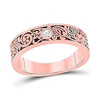 The Diamond Deal 14kt Rose Gold Mens Round Diamond Wedding Floral Band Ring 1/12 Cttw