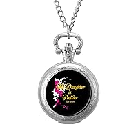 My Mom is Pretty Fashion Quartz Pocket Watch White Dial Arabic Numerals Scale Watch with Chain for Unisex