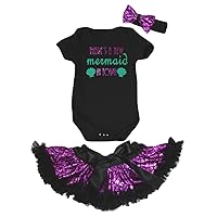 Petitebella There's A New Mermaid Black Romper Purple Scales Skirt Nb-12m