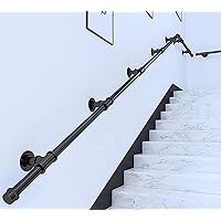Industrial Staircase Handrail for Porches Homes Decks Garages Hallways Lofts Patios Balconies, Wall Mount Stair Rail for Elderly Post-Surgical Disabled (Size : 140cm(4.5ft))