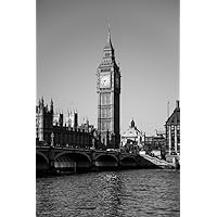 London Big Ben House of Parliament in Black and White Photo Photograph Cool Wall Decor Art Print Poster 24x36