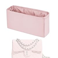 Purse Handbag Silky Organizer Insert Keep Bag Shape Fits Chanel Classic Flap CF Mini Square 17/20/Small/Medium/Jumbo/Maxi Bags, Luxury Handbag Tote Lightweight Sturdy(CF Medium 25,Pink)