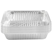 Bluesky Rectangle Shallow Aluminum Pans-(Pack of 10) -Perfect for Catering, Baking, 1.5 lbs, Silver