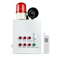Wireless Alarm Siren Controller 2000m Remote Control or Button Fire Air Raid Earthquake Emergency Security Siren with 120dB Loud Horn 6 Different Tones AC110-120V