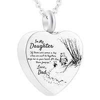 Cremation Jewelry for Ashes Dad Heart Memorial Ashes Urn Necklace Stainless Steel Keepsake Pendant Gift for Son/Daughter