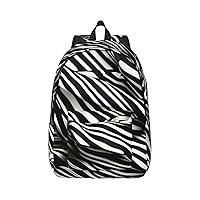 Stripes Black White Print Canvas Laptop Backpack Outdoor Casual Travel Bag Daypack Book Bag For Men Women