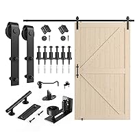 SMARTSTANDARD 48in x 84in Sliding Barn Door with 8ft Barn Door Hardware Kit Included, Unfinished Solid Spruce Wood Door, Assembly Required, DIY, Stainable, Natural