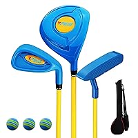 PGM Children's Golf Club Set - Can Hit Real Balls, Includes Wood, Iron, and Putter Clubs, Great for Beginner Boys and Girls, Instructional Training Set