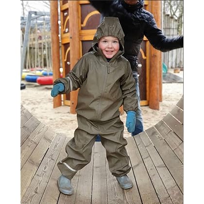 CeLaVi Kids Waterproof Eco Friendly Rain and Snow Suit - Ultra Thick Shell, Detachable Hood, Reflective Strips for Boys/Girls