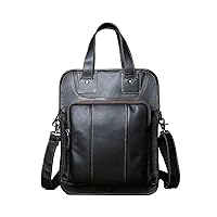 Men's Leather Handbag Casual Messenger Bag Top Layer Leather Vertical Briefcase Shoulder Bag Suitable