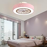 Kids Ceiling Fan with Light and Remote Control 2 Speeds Bedroom Led Dimmable Star and Moon Fan Ceiling Light 36W Modern Living Roomt Ceiling Fan Light/Pink