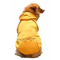 Fashion Warm Dog Hoodie Coat for Small Medium Large Dog Boy Girl, Long Sleeve Sweatshirt Jacket for Pets Yellow Large