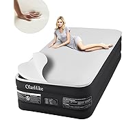 OlarHike Signature Collection Twin Air Mattress with Built in Pump,18” Luxury Air Mattress with Silk Foam Topper for Camping, Home & Guests, Fast & Easy Inflation/Deflation Airbed Black