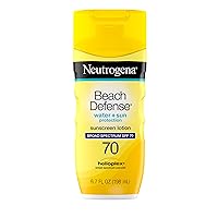 Beach Defense Water-Resistant Face & Body SPF 70 Sunscreen Lotion with Broad Spectrum UVA/UVB Protection, Oil-Free Fast-Absorbing Sunscreen Lotion, Oxybenzone-Free, 6.7 oz