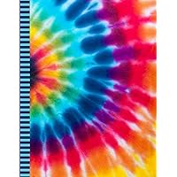 Tie Dye Notebook: Large 8.5x11 Composition Journal / 100 Sheets (200 Pages) / College Ruled Diary - Blank Numbered Pages / Colorful Rainbow Color ... / Note Taking Gift For Home-School - Work