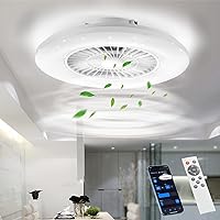 BKZO Modern Smart LED Ceiling Light with Fan, Ceiling Fan with Lamp, 24 Ventilation Speeds, Effortless Light Dimming, 3000-5500 K, White, 60 cm