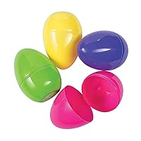 Fun Express LargLarge Plastic Easter Eggs - Set of 12 in Assorted Colors - 6 inch in Size - Egg Hunt Supplies | Large Egg Size to fit Toys or More Candy | unfilled Easter Egg