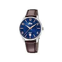Lotus Men's Watch 18402/E Outlet Silver Stainless Steel Case Brown Leather Strap, blue, Bracelet