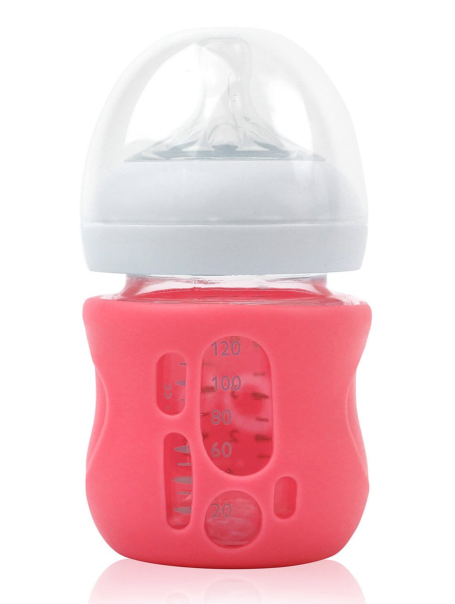 Olababy Silicone Sleeve for Avent Natural Glass Baby Bottles (4 oz, Pink)