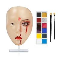 Makeup Practice Face,Makeup Practice Face Board with 1 PC Face Painting and 2Pcs Makeup Brushes for Face Painting/ Stage/Halloween/Makeup Practice And Beginner Practice Makeup (White)