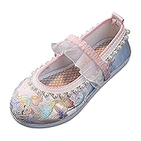 Girls Toddler Slippers 8 Girls Flat Bottomed Embroidered Sandals Fashionable Antique Costume Walking Sandals for Kids