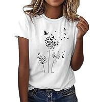 Blouse for Women Dressy Casual White Plus Size Tops for Women Short Sleeve Blouses for Women Work Womens Crewneck Tee