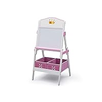 Princess Crown Wooden Activity Easel with Storage - Ideal for Arts & Crafts, Drawing, Homeschooling and More - Greenguard Gold Certified, White/Pink