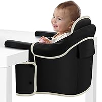 Baby Portable High Chair for Travel, Hook On High Chair for Baby - Foldable Baby High Chair for Eating, Home & Travel Highchair That Attaches to Table, Clip On High Chair for Table, Black Leather