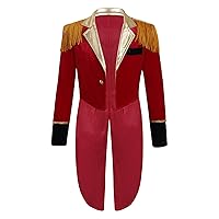 Kids Circus Ringmaster Costume Red Tailcoat Jacket Tuxedo Coat Halloween Cosplay Party Prince Costumes Red 4 Years