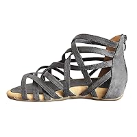 Womens Slide Sandal Women Ladies Squared Heel Serpentine Cross Strap Sandals Casual Slip On Shoes