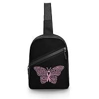 Pink Ribbon Butterfly- Breast Cancer Sling Backpack Bag Travel Hiking Daypack Chest Bag Cross Body Shoulder Bag for Men Women