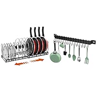 Pan Organizer Rack with Utensil Rack, Black