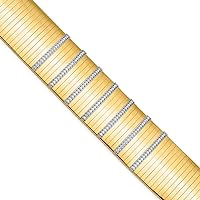1.35 CT Diamonds 14k Yellow Gold Polished 29mm Wide Ribbed Bracelet - 7.25