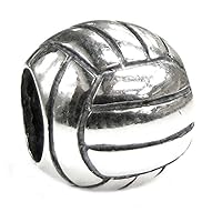 .925 Sterling Silver USA Rugby Football Basketball Volleyball Golf club Bat Mitten Sport Bead f/European Charm Bracelet