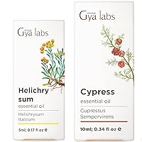 Helichrysum Oil for Skin (0.17 fl oz) & Cypress Essential Oil for Skin (0.34 fl oz) Set - 100% Natural Therapeutic Grade Essential Oils Set - Gya Labs